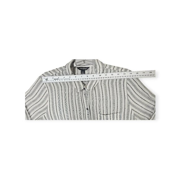 🛍️ Lucky Brand Stripe Button-Down Shirt - Women's Medium - Linen Blend - Picture 5 of 9